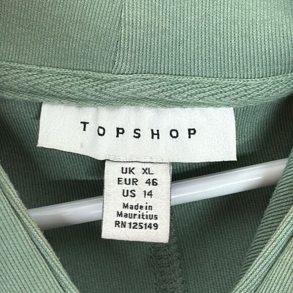 Topshop Women's Green Oversized Panel Hoodie Size XL - Picture 2 of 6